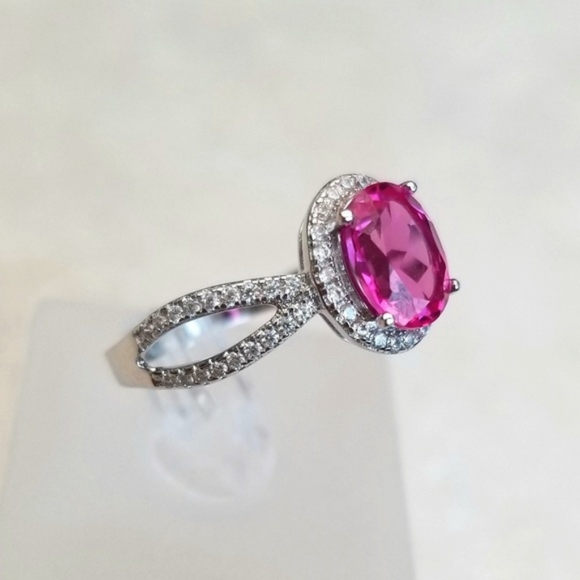 1.75ct Lab Created Pink Sapphire Ring - Picture 5 of 8